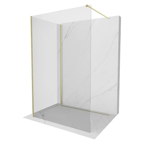 MEXEN/S - Kyoto Sprchová zástena WALK-IN 90 x 70, transparent, zlatá kartáčovaná 800-090-212-55-