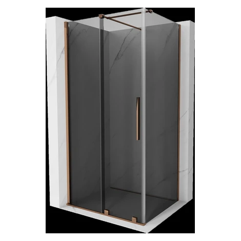 MEXEN/S - Velár sprchovací kút, posuvné dvere 130 x 80, grafit, ružové zlato 871-130-080-41-60