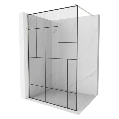 MEXEN/S - Kioto Sprchová zástena WALK-IN 70 x 200, čierny vzor 8 mm, nikel kefovaná 800-070-101-
