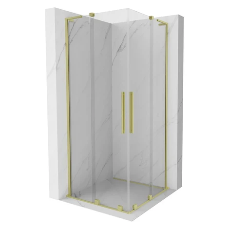 MEXEN/S - Velar L Duo sprchovací kút, posuvné dvere 100 x 100, transparent, zlato kartáčovaná 87
