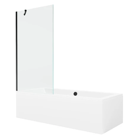 MEXEN/S - Cube obdĺžniková vaňa 180 x 80 cm s panelom + vaňová zástena 90, transparent, čierna 5