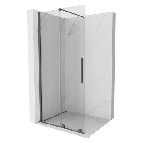 MEXEN/S - Velár posuvné sprchové dvere Walk-in 80, transparent, grafit kartáčovaná 871-080-000-0