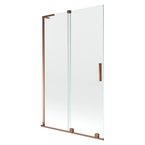 MEXEN/S - Velar L dvojkrídlová posuvná vaňová zástena 110 x 150, transparent, ružové zlato 896-1