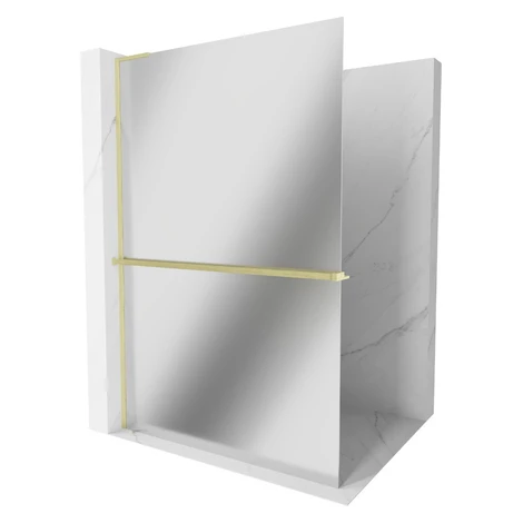 MEXEN/S - Kioto+ L Sprchová zástena WALK-IN s poličkou a držiakom uterákov 120 x 200, zrkadlové,