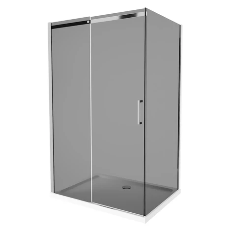 MEXEN/S - Omega sprchovací kút 100 x 100, grafit, chróm + vanička vrátane sifónu 825-100-100-01-