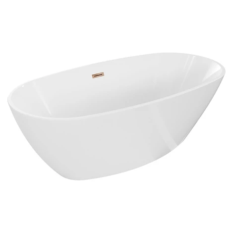 MEXEN/S - Eris voľne stojaca vaňa 180 x 80, biela, sifón a prepad ružové zlato 53441808000-60
