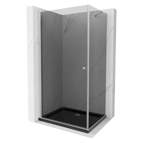 MEXEN/S - Pretória sprchovací kút 70x120, grafit, chróm + sprchová vanička vrátane sifónu 852-07