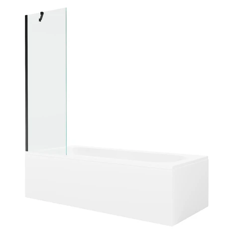 MEXEN/S - Vega obdĺžniková vaňa 150 x 70 cm s panelom + vaňová zástena 60, transparent, čierna 5
