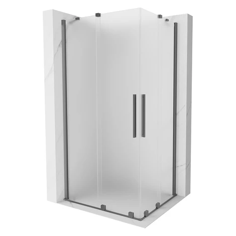 MEXEN/S - Velar Duo sprchovací kút, posuvné dvere 100 x 90, dekor, grafit metal 871-100-090-32-9