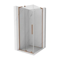 MEXEN/S - Velar L sprchovací kút, posuvné dvere 120 x 120, transparent, meď kartáčovaná 871-120-