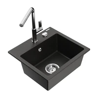 MEXEN/S MEXEN/S - Milo granitový drez 1-miska vrátane batérie Flora, čierna/zlatá metalik 6505-7