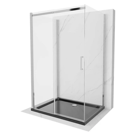 MEXEN/S - OMEGA sprchovací kút 3-stenný 130x80, transparent, chróm + vanička vrátane sifónu 825-