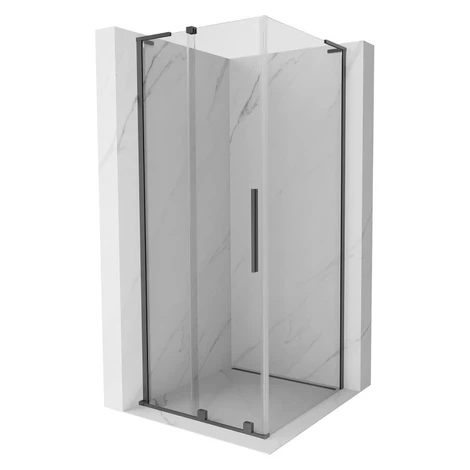 MEXEN/S - Velar L sprchovací kút, posuvné dvere 120 x 120, transparent, grafit metal 871-120-120