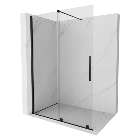 MEXEN/S - Velár posuvné sprchové dvere Walk-in 140, transparent, čierna 871-140-000-03-70