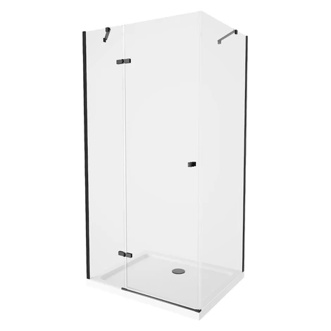 MEXEN/S - Roma sprchovací kút 80x90, transparent, čierna + biela vanička so sifónom 854-080-090-