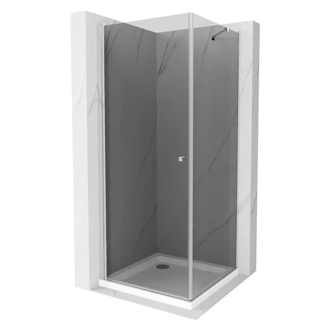 MEXEN/S - Pretória sprchovací kút 90x90, grafit, chróm + sprchová vanička vrátane sifónu 852-090