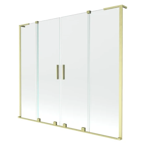 MEXEN/S - Velar L Duo dvojkrídlová posuvná vaňová zástena 170 x 150, transparent, zlatá kartáčov