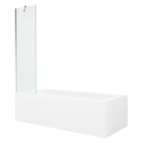MEXEN/S - Vega obdĺžniková vaňa 170 x 70 cm s panelom + vaňová zástena 50, transparent, chróm 55