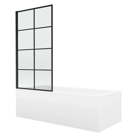 MEXEN/S - Cubik obdĺžniková vaňa 160 x 70 cm s panelom + vaňová zástena 70, čierna vzor fix 5503