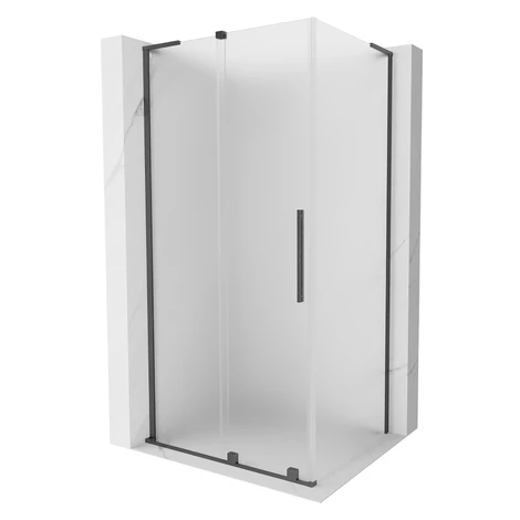 MEXEN/S - Velar L sprchovací kút, posuvné dvere 120 x 85, dekor, grafit kartáčovaná 871-120-085-