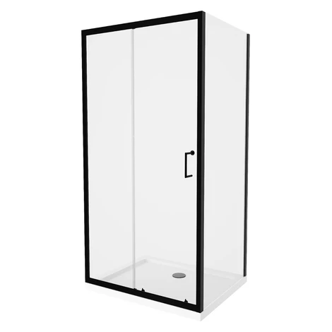 MEXEN/S - Apia Sprchovací kút 110x80, transparent, čierna + vanička so sifónom 840-110-080-70-00