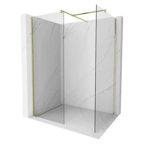 MEXEN/S - Kyoto Sprchová zástena WALK-IN 120 x 100, transparent, zlatá kartáčovaná 800-120-202-5