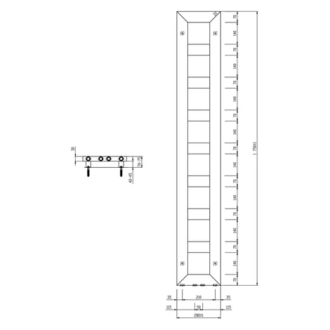 SAPHO - BLOCK vykurovacie teleso 280x1750 čierna matná IR182