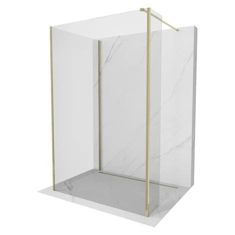 MEXEN/S - Kioto Sprchová zástena WALK-IN 90 x 90 x 30, transparent, zlatá 800-090-090-221-50-00-