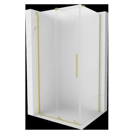 MEXEN/S - Velár sprchovací kút, posuvné dvere 90 x 80, dekor, zlato kartáčovaná 871-090-080-31-5
