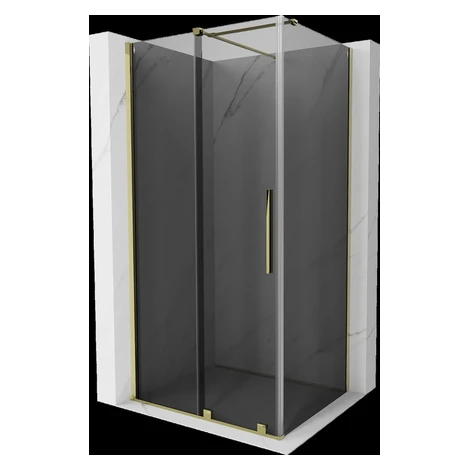 MEXEN/S - Velár sprchovací kút, posuvné dvere 90 x 80, grafit, zlato 871-090-080-41-50