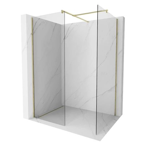 MEXEN/S - Kioto Sprchová zástena WALK-IN 110 x 85, transparent, zlatá 800-110-202-50-00-085