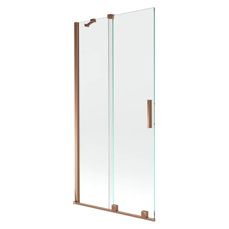 MEXEN/S - Velar Dvojkrídlová posuvná vaňová zástena 90 x 150, transparent, růžové zlato 896-090-