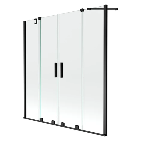 MEXEN/S - Velar Duo Dvojkrídlová posuvná vaňová zástena 140 x 150, transparent, čierna 896-140-0