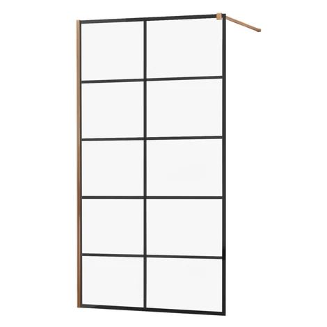 MEXEN/S - KIOTO Sprchová zástena WALK-IN 70x200 cm 8 mm, růžové zlato, čierny vzor 1 800-070-101