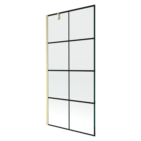 MEXEN/S - Next vaňová zástena FIX 90 x 150, čierna vzor, zlatá kartáčovaná 895-090-000-00-77-55