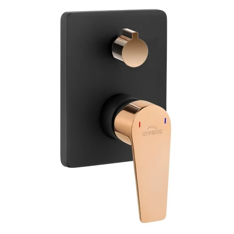 INVENA - 2-cestná nástenná batéria MIDNIGHT, čierna / ružové zlato TREND BP-35-002-V
