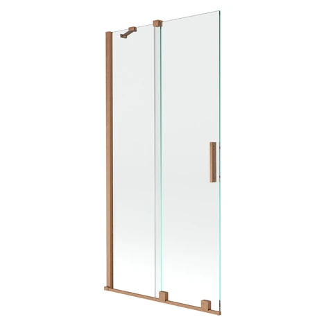 MEXEN/S - Velar Dvojkrídlová posuvná vaňová zástena 90 x 150, transparent, kartáčovaná meď 896-0