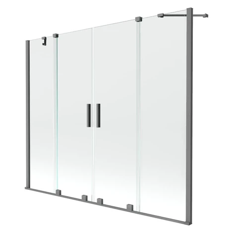 MEXEN/S - Velar Duo dvojkrídlová posuvná vaňová zástena 200 x 150, transparent, grafit metal 896