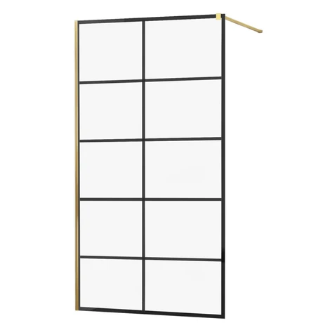 MEXEN/S - KIOTO Sprchová zástena WALK-IN 70x200 cm 8 mm, zlatá, čierny vzor 1 800-070-101-50-77