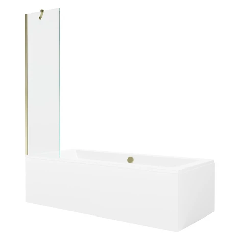 MEXEN/S - Cube obdĺžniková vaňa 170 x 80 cm s panelom + vaňová zástena 50, transparent, zlatá 55