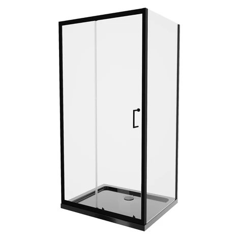 MEXEN/S - Apia Sprchovací kút 140x90, transparent, čierna + vanička so sifónom 840-140-090-70-00