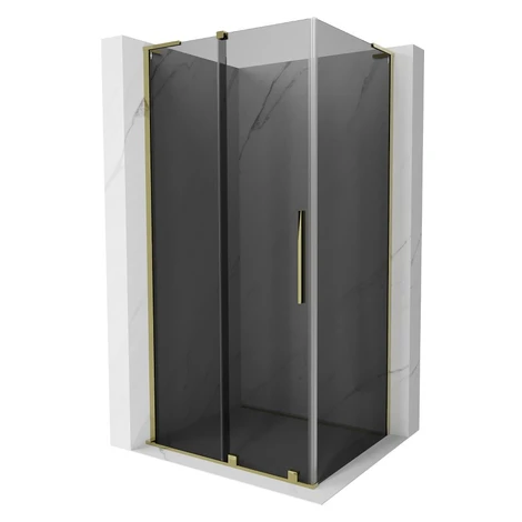 MEXEN/S - Velar L sprchovací kút, posuvné dvere 120 x 85, grafit, zlato 871-120-085-43-50