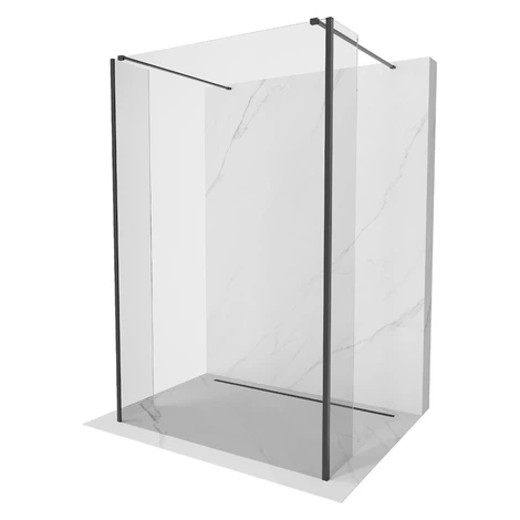 MEXEN/S - Kioto Sprchová zástena WALK-IN voľne stojaca 110 x 30 x 30, transparent, čierna 800-11