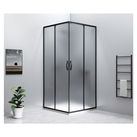 GELCO - SIGMA SIMPLY BLACK štvorcová sprchová zástena 900x900 rohový vstup, Brick sklo GS2490B-0