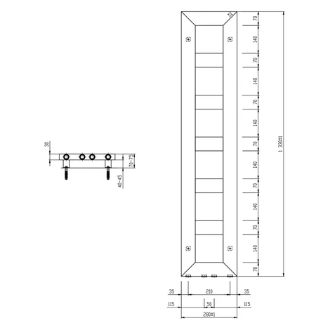 SAPHO - BLOCK vykurovacie teleso 280x1330 čierna matná IR181