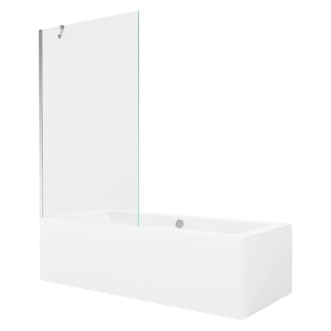 MEXEN/S - Cube obdĺžniková vaňa 180 x 80 cm s panelom + vaňová zástena 100, transparent, chróm 5