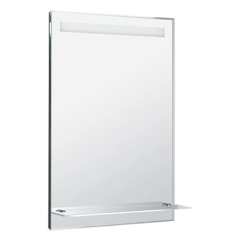 AQUALINE - Zrkadlo s LED osvetlením a policou 60x80cm, gombíkový vypínač ATH53
