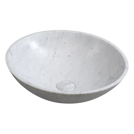 SAPHO - BLOK kamenné umývadlo na dosku priemer 42cm, biela carrara mat 2401-42
