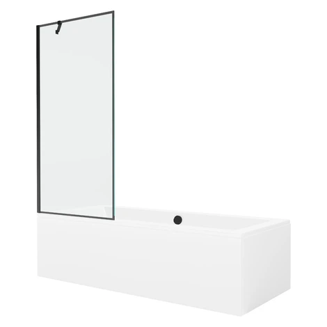 MEXEN/S - Cube obdĺžniková vaňa 180 x 80 cm s panelom + vaňová zástena 80, čierna vzor 550518080