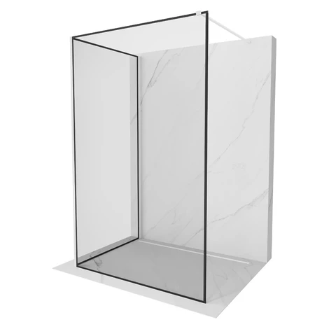MEXEN/S - Kioto Sprchová zástena WALK-IN 110 x 80, čierny vzor, biela 800-110-212-20-70-080